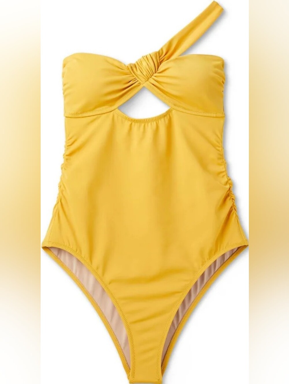 Shade & Shore One-Shoulder Twist One-Piece Swimsuit - Yellow (New With Tags)